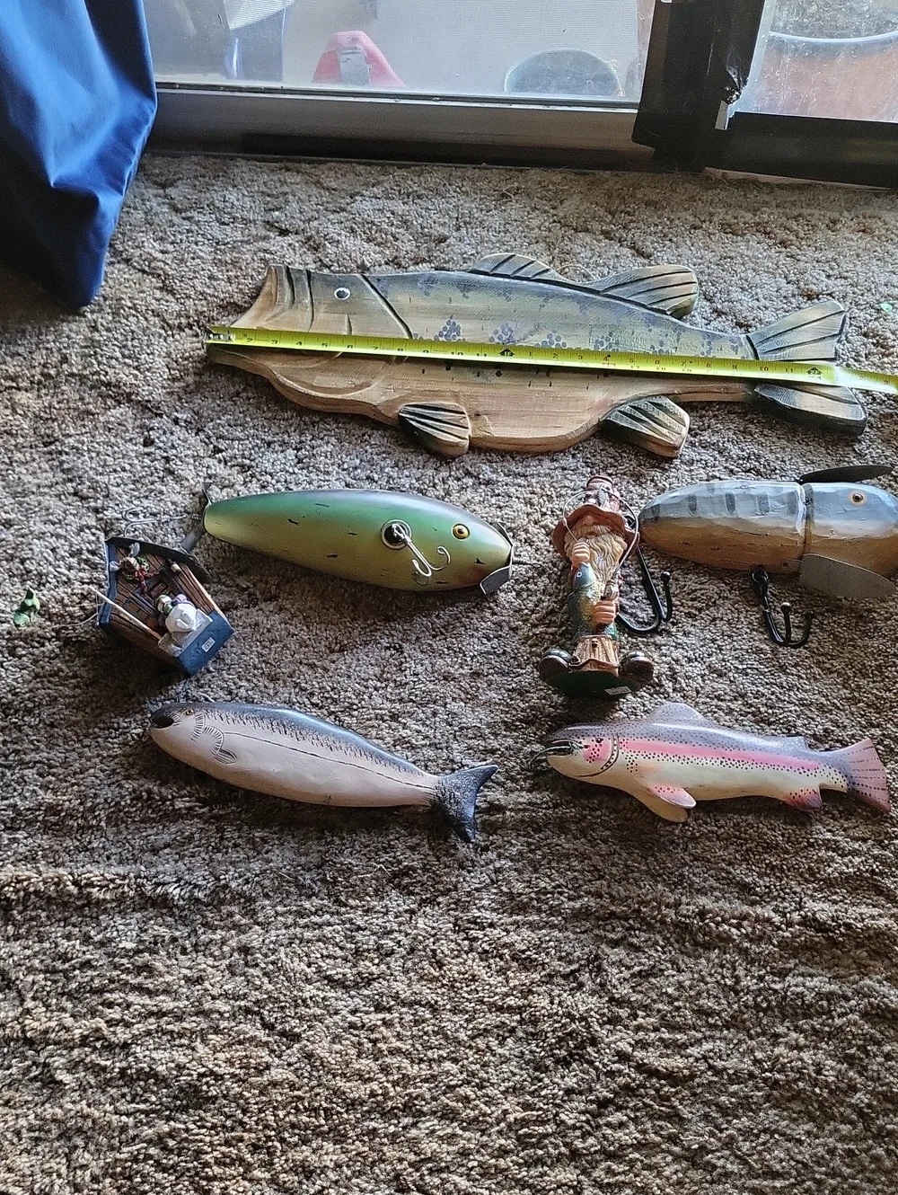 Lot Of 7 Rustic Fishing Decore